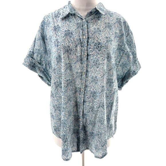 Cassandra Harper block print button down shirt sz m - Picture 1 of 6